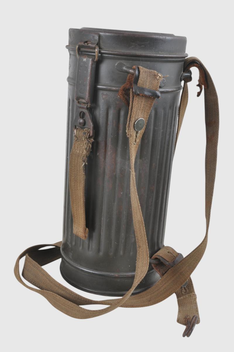 WW2 German Matching Name & Numbered Gas Mask & Canister
