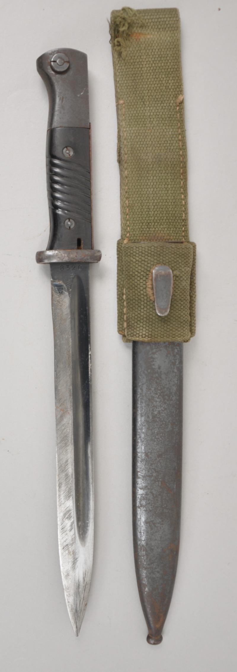 WW2 German DAK Bayonet In Green Frog