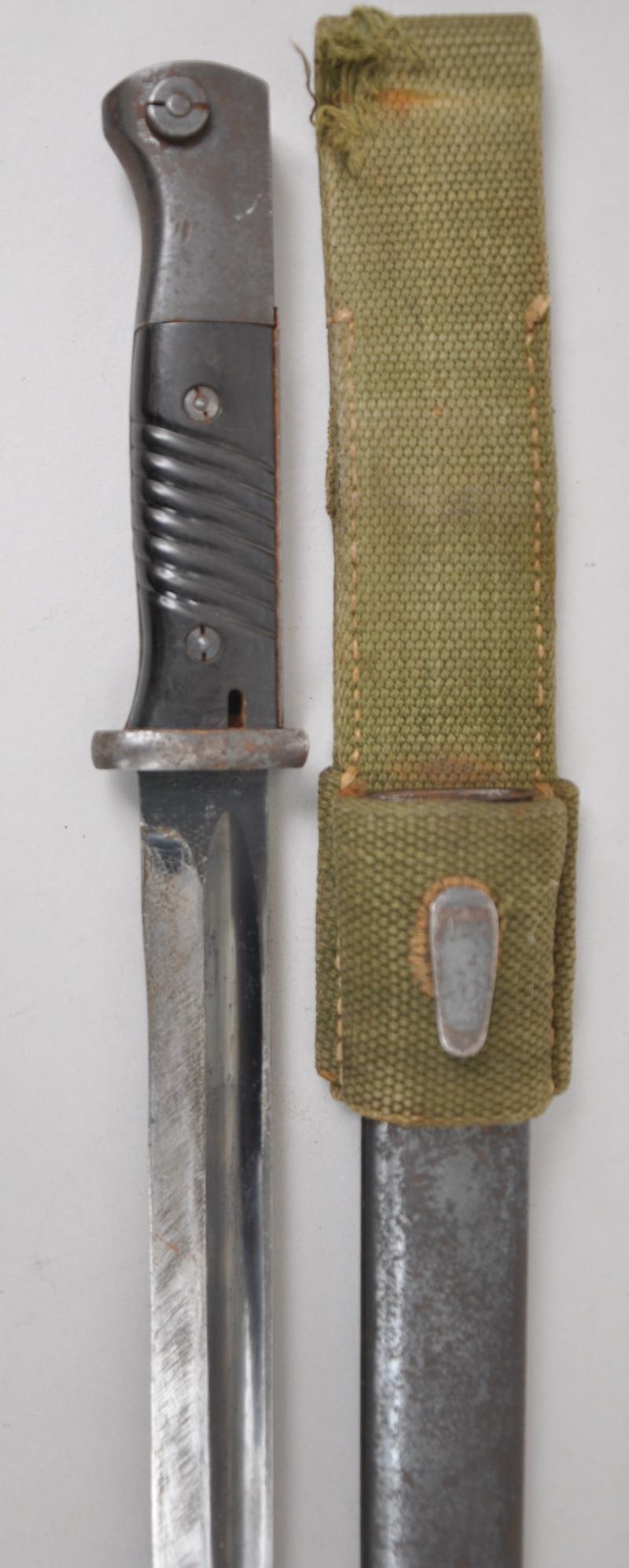 WW2 German DAK Bayonet In Green Frog