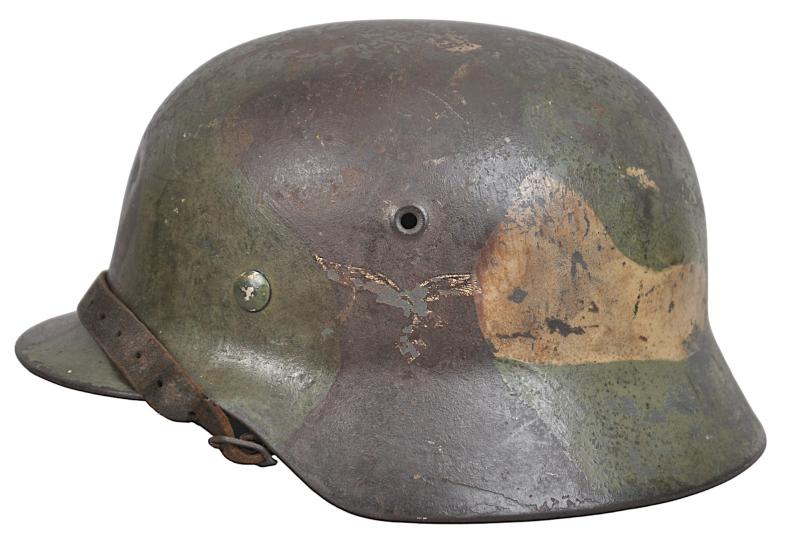 WW2 German Three Tone Luftwaffe Camouflage M40 Helmet With Impact Damage