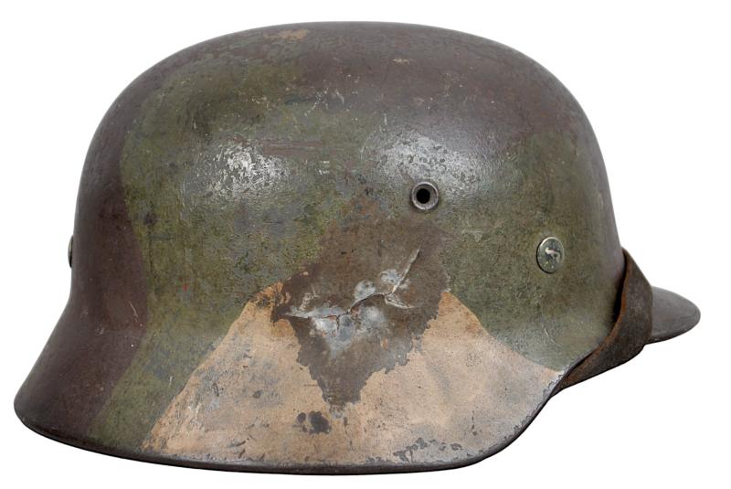 WW2 German Three Tone Luftwaffe Camouflage M40 Helmet With Impact Damage