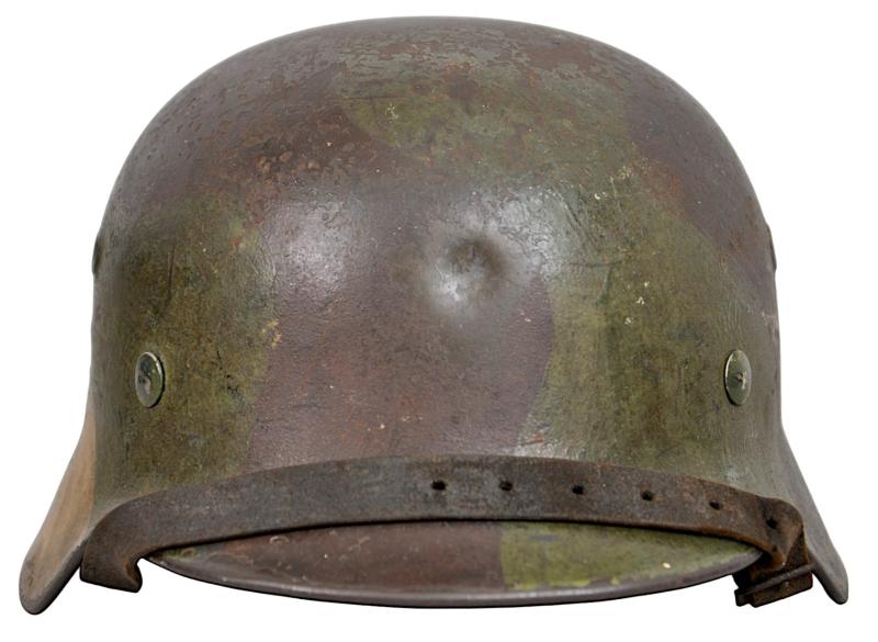 WW2 German Three Tone Luftwaffe Camouflage M40 Helmet With Impact Damage