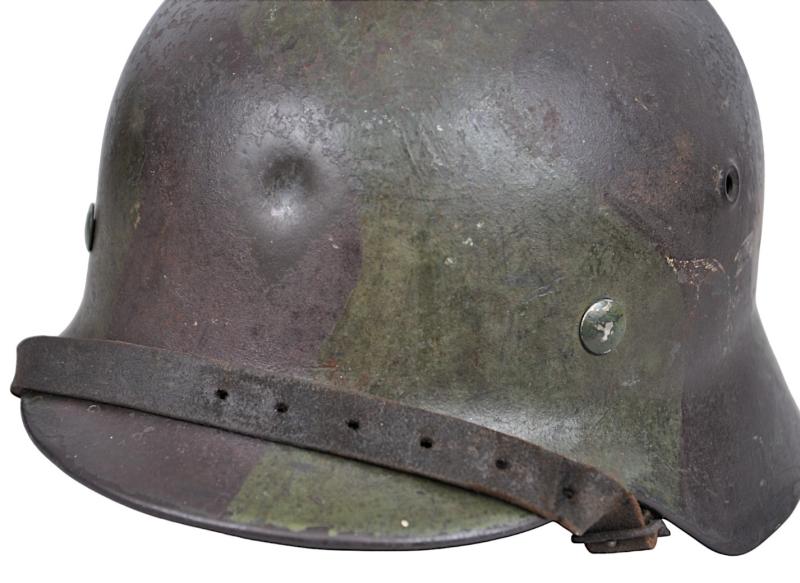 WW2 German Three Tone Luftwaffe Camouflage M40 Helmet With Impact Damage