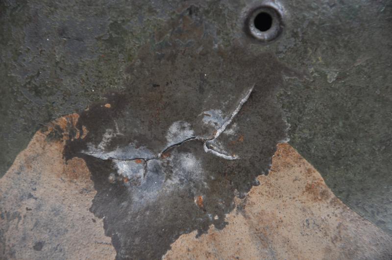 WW2 German Three Tone Luftwaffe Camouflage M40 Helmet With Impact Damage