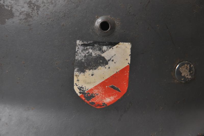 WW2 German Luftwaffe Double Decal M35 Helmet With Blast Damage To Front - 1938