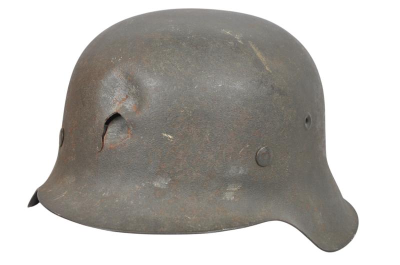 WW2 German Battle Damaged M42 Army/Waffen SS Helmet
