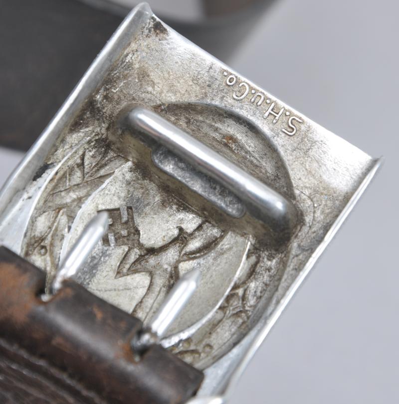 WW2 German Luftwaffe Belt & Buckle 1939 - 'SH U Co' maker
