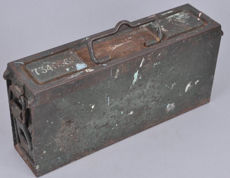 WW2 German MG Tin With Grenade Battle Damage