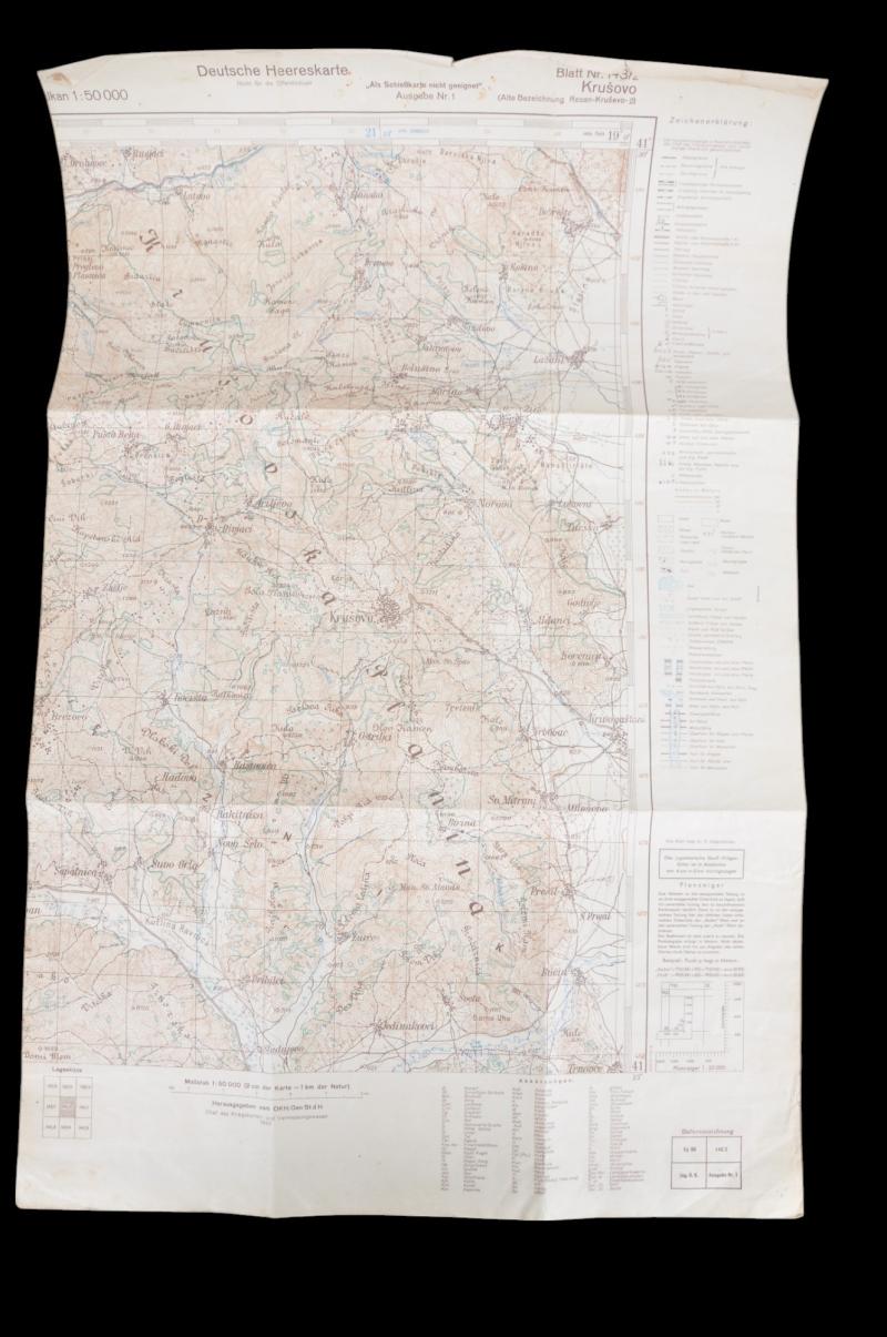 WW2 German Army Map Balkans - Krusovo 1943