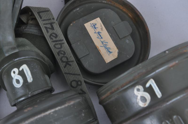WW2 German Army/Waffen SS Named & Numbered Gas Mask Set