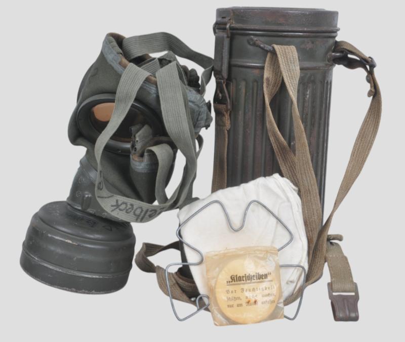 WW2 German Army/Waffen SS Named & Numbered Gas Mask Set