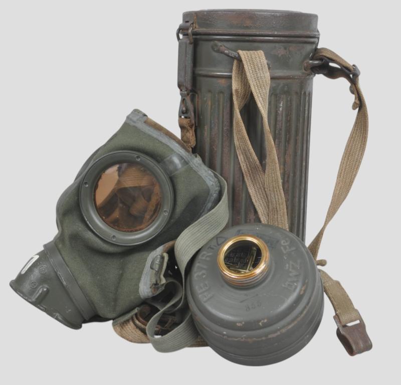 WW2 German Army/Waffen SS Named & Numbered Gas Mask Set