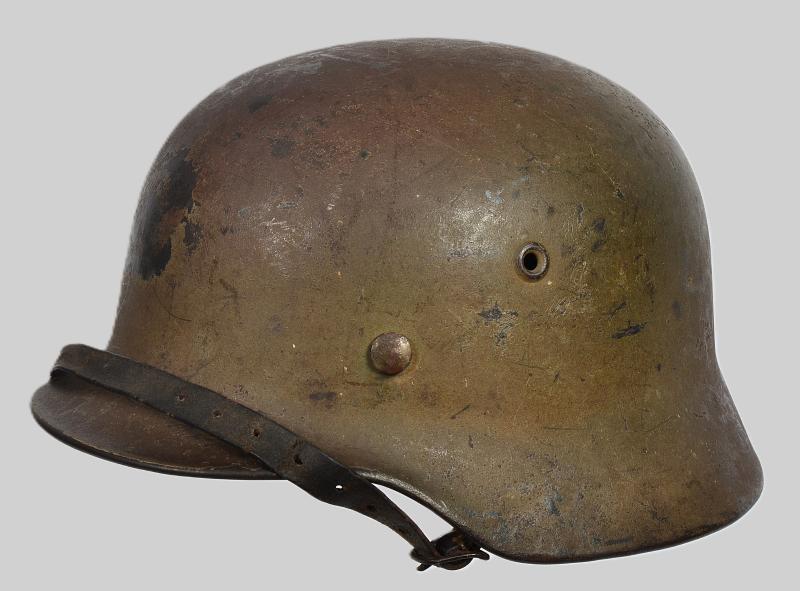 WW2 German Luftwaffe M40 Three Tone Normandy Camouflage Helmet .