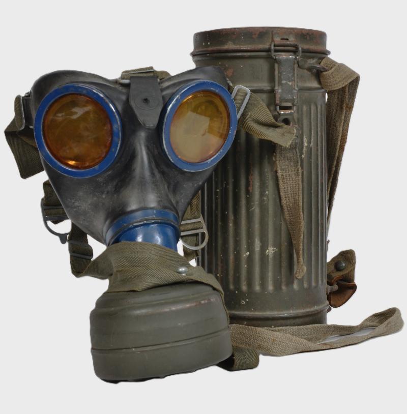 WW2 German Named Gas Mask & Canister With Original Straps
