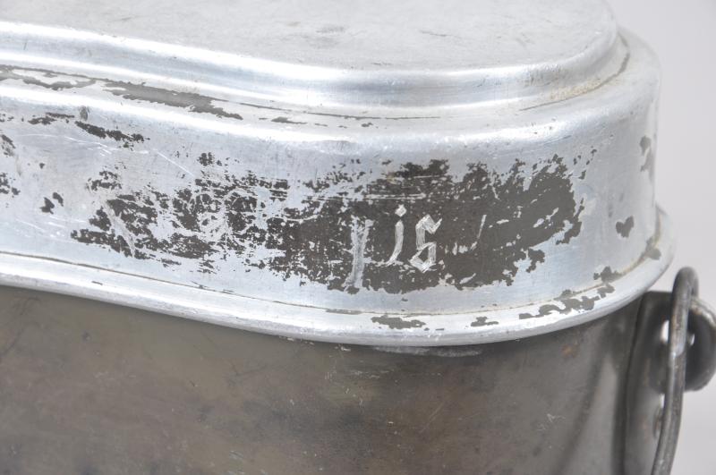 WW2 German M31 Messtin With Hand Carved Initials Of Soldier