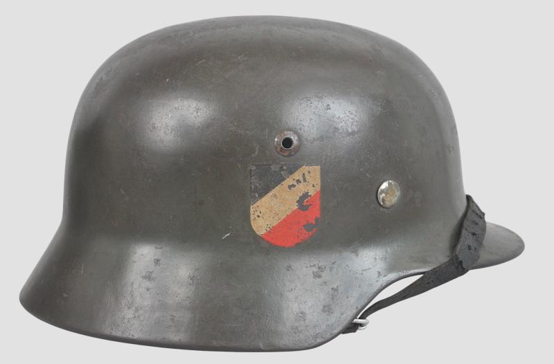 WW2 German Hauptmann Named Double Decal Army Helmet