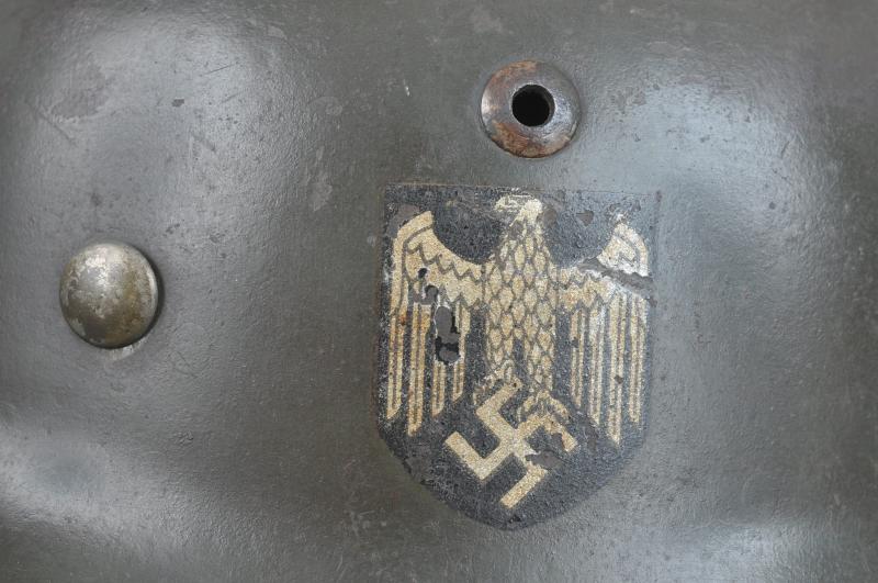 WW2 German Hauptmann Named Double Decal Army Helmet