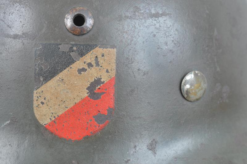 WW2 German Hauptmann Named Double Decal Army Helmet