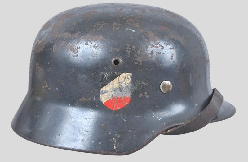 WW2 German Double Decal Luftwaffe Ground Crew Combat Helmet With Soldiers Name